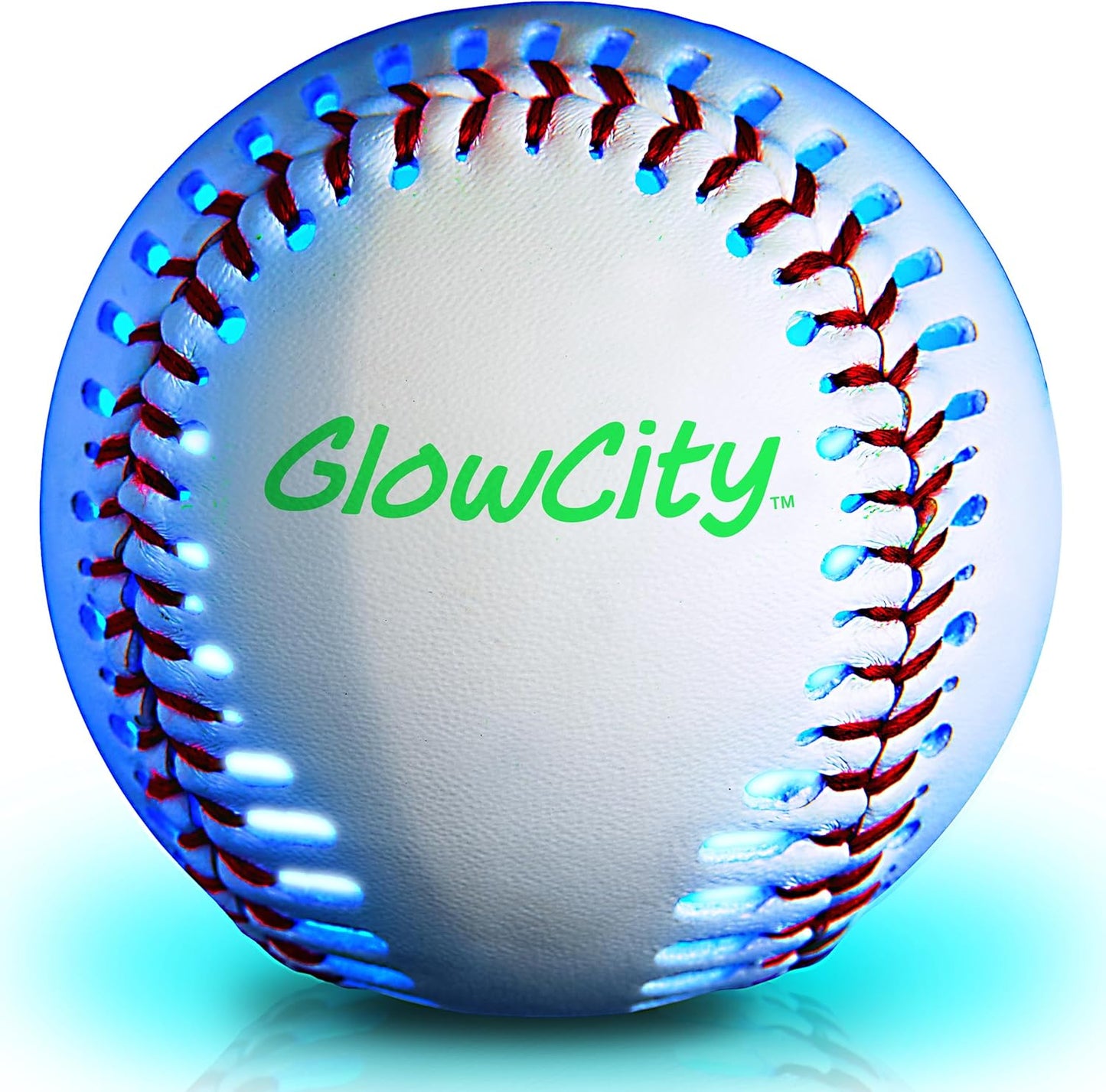GlowCity Glow in the Dark Baseball — Rechargeable LED, Real Leather