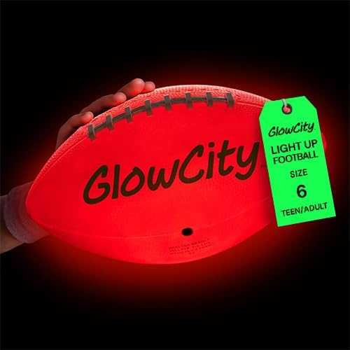 GlowCity Glow in the Dark Football — Junior Size 6, LED, Impact-Activated