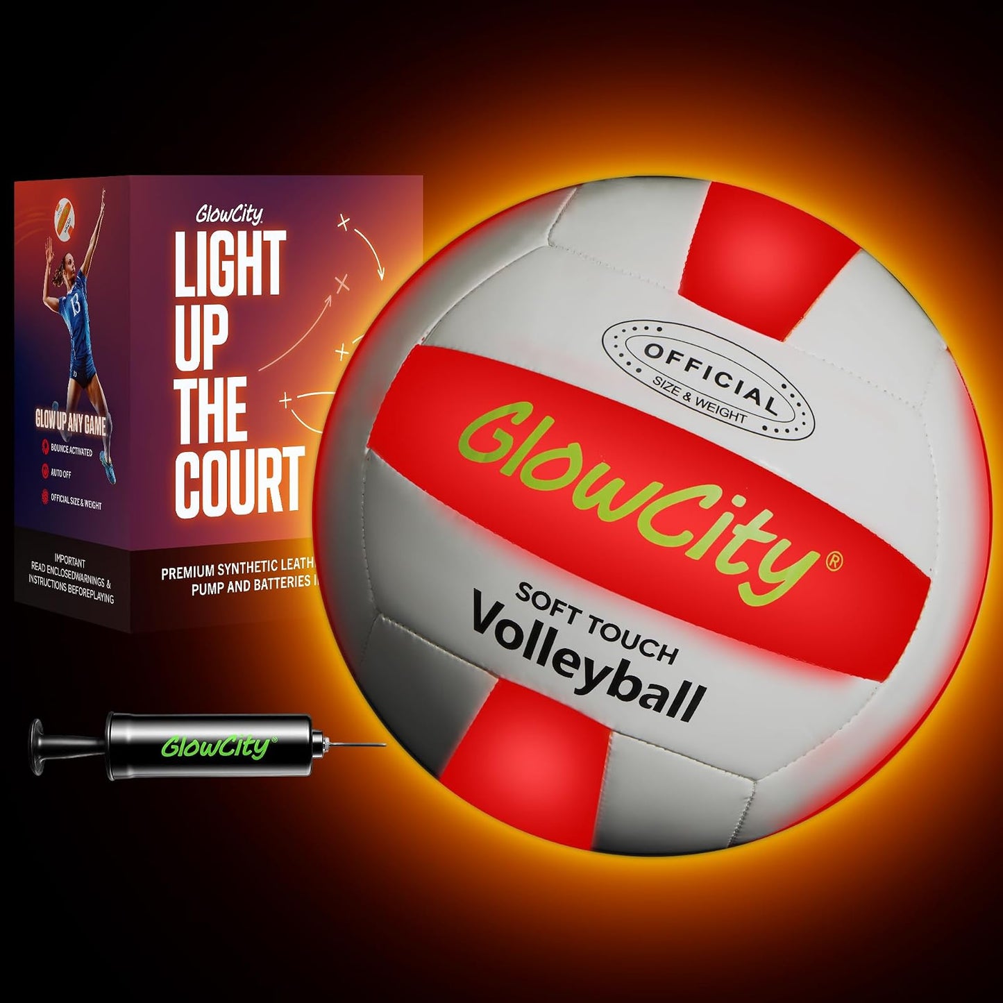 GlowCity Glow in the Dark Volleyball — Size 5, Soft Mesh (Battery), Mesh — Gen 2