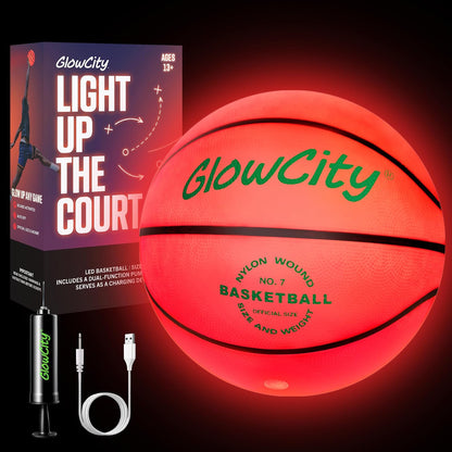 GlowCity Glow in the Dark Basketball — Size 7 — 29.5", Rubber (Rechargeable)