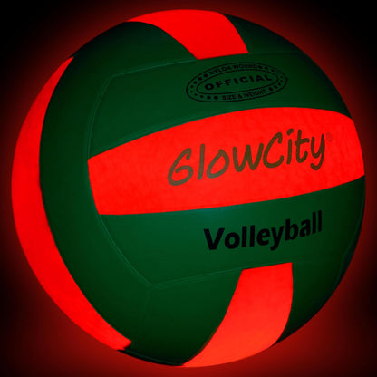 GlowCity Glow in the Dark Volleyball — Size 5, Nylon (Battery), Green / Orange