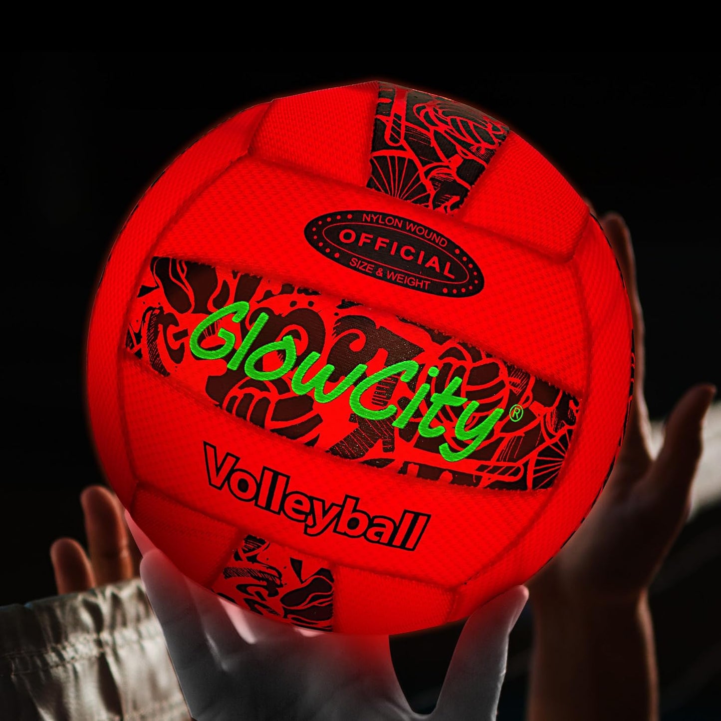 GlowCity Glow in the Dark Volleyball — Size 5, Soft Mesh, Pump Included