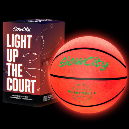 GlowCity Glow in the Dark Basketball — Size 7, LED, Impact-Activated