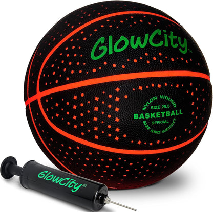 GlowCity Glow in the Dark Basketball — Size 7 — 29.5", Synthetic Leather (Battery)