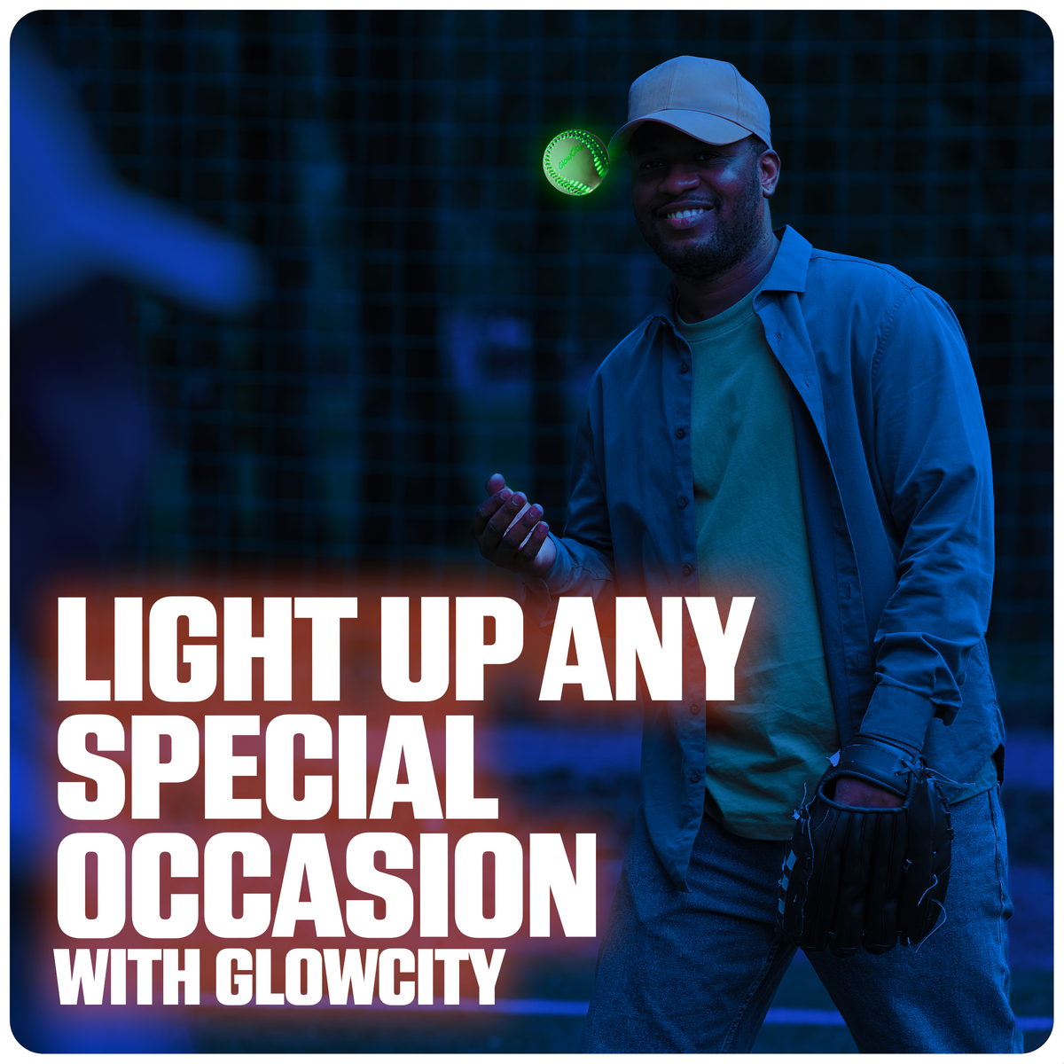 GlowCity Glow in the Dark Baseball — Rechargeable LED, Real Leather