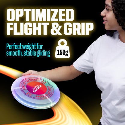 GlowCity Glider — Glow in the Dark LED Flying Disc, Rechargeable, 12 Modes