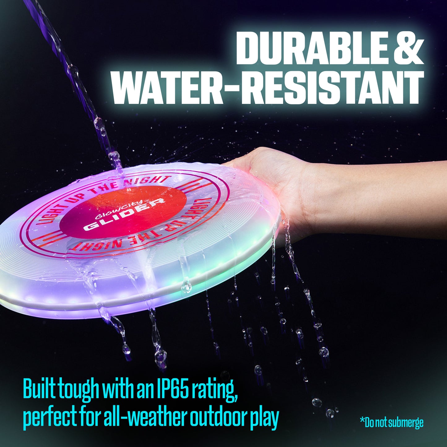 GlowCity Glider — Glow in the Dark LED Flying Disc, Rechargeable, 12 Modes