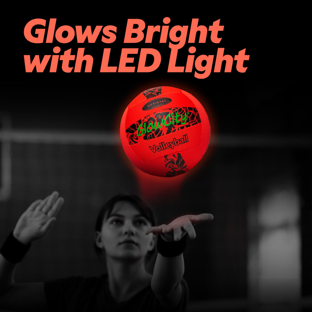 GlowCity Glow in the Dark Volleyball — Light-Up LED, Size 5