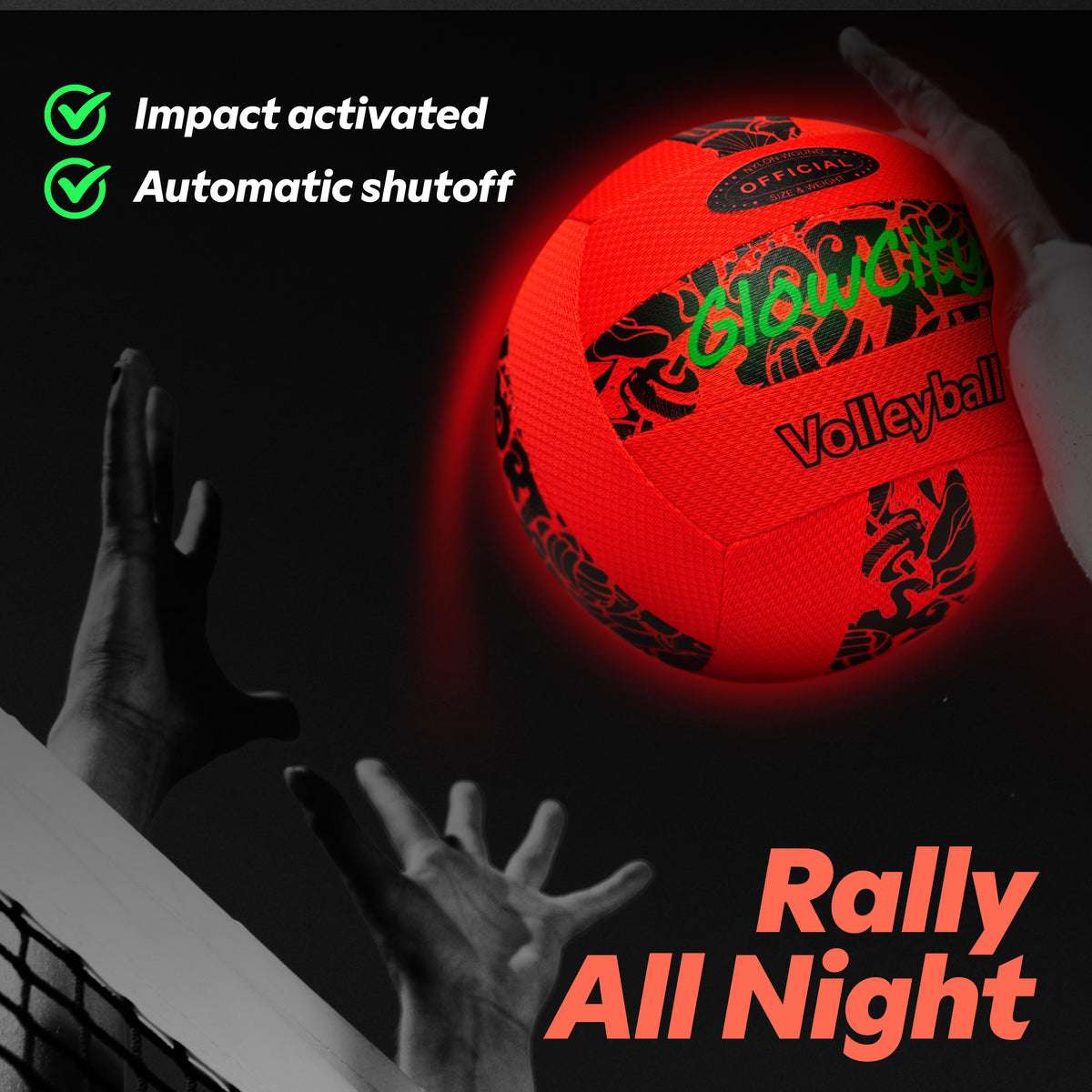 GlowCity Glow in the Dark Volleyball — Light-Up LED, Size 5