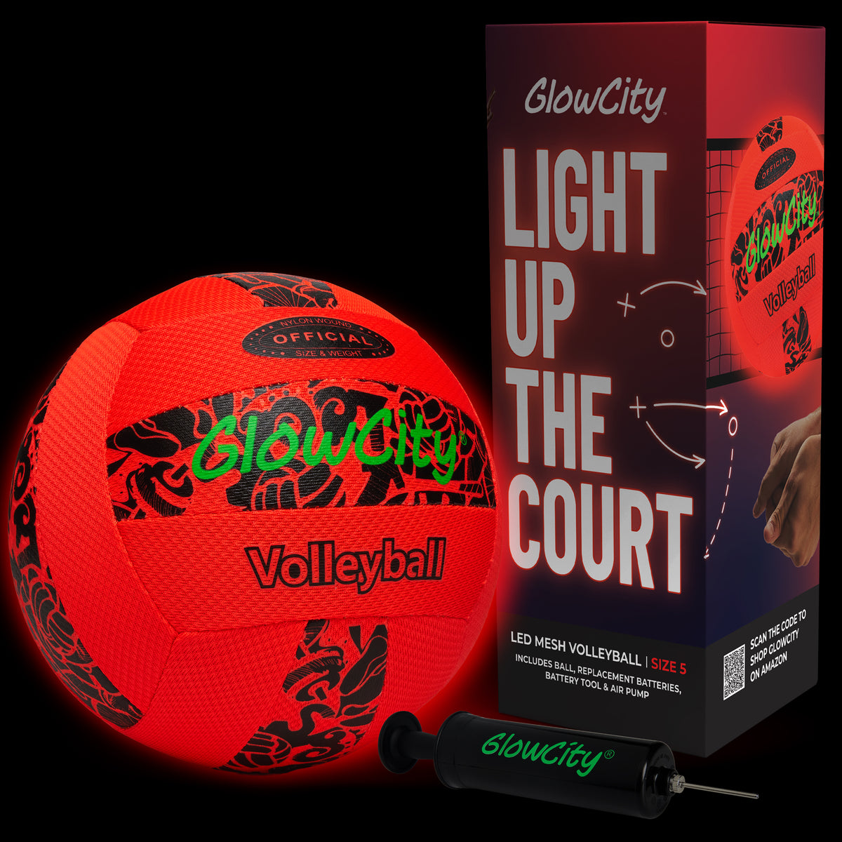 GlowCity Glow in the Dark Volleyball — Light-Up LED, Size 5