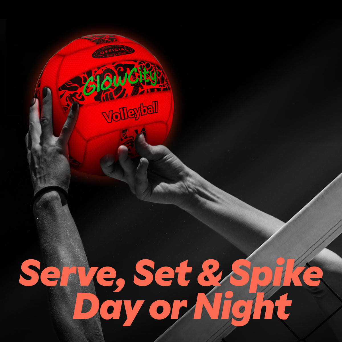 GlowCity Glow in the Dark Volleyball — Light-Up LED, Size 5