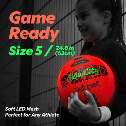 GlowCity Glow in the Dark Volleyball — Light-Up LED, Size 5