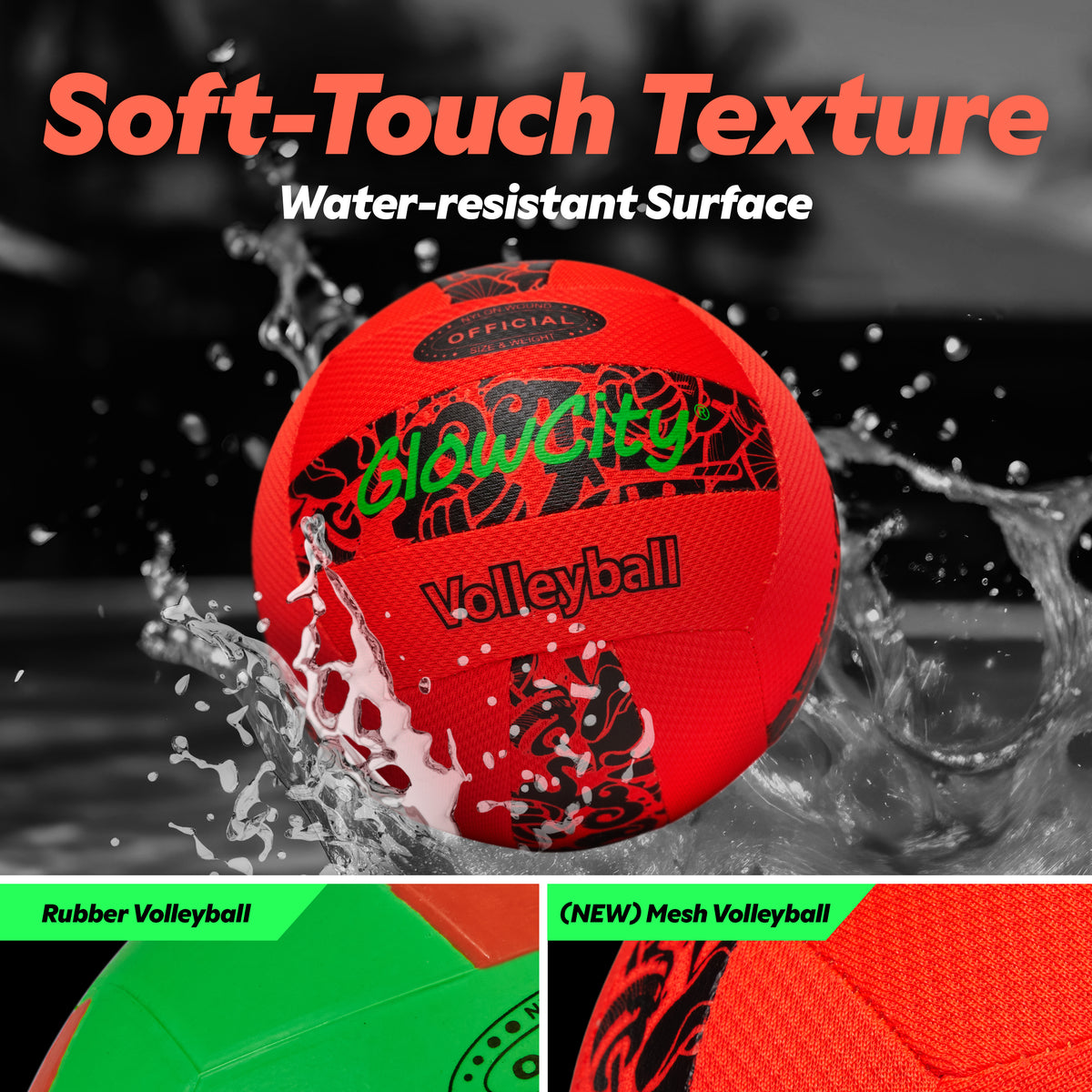 GlowCity Glow in the Dark Volleyball — Light-Up LED, Size 5